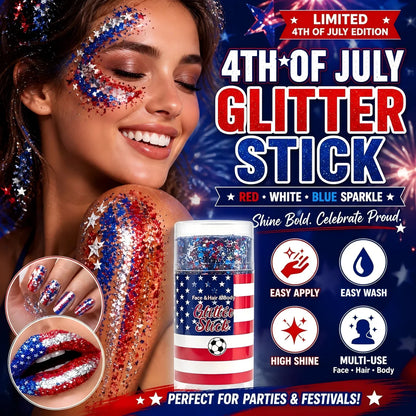 🦅4th of July/Soccer Fan Glitter Stick✨🔔Red, White & Blue Body & Hair Sparkle🚝Free Shipping