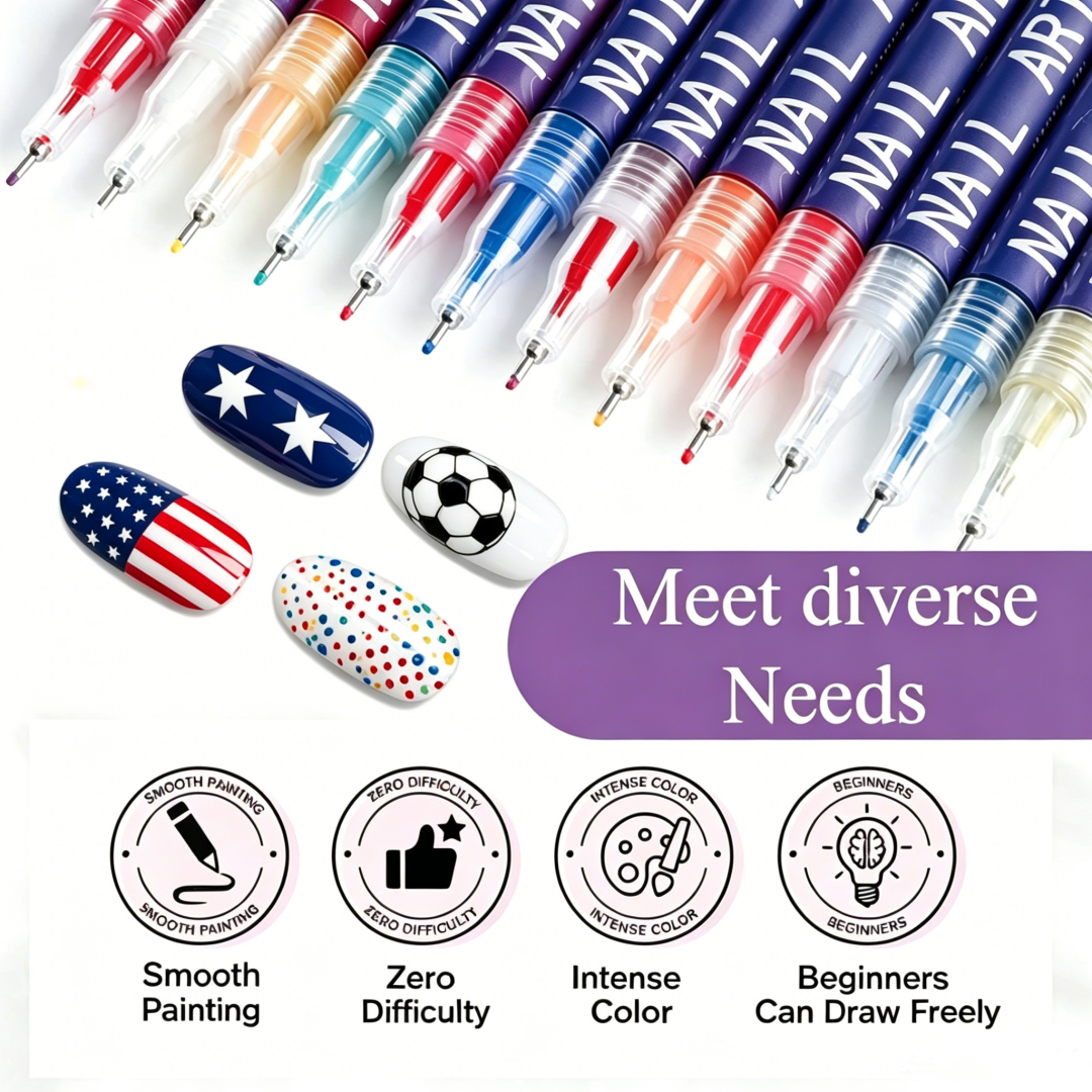 🎁Hot Sale – 50% Off!✨ 12-Color Nail Art Pen Set for Creative Designs 💅🎨