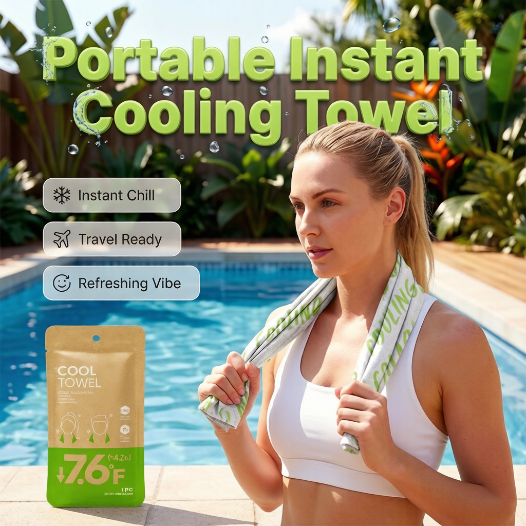 🧊 Portable Instant Cooling Towel – Wearable Neck & Wrist Cooling for Outdoor Work & Sports💦