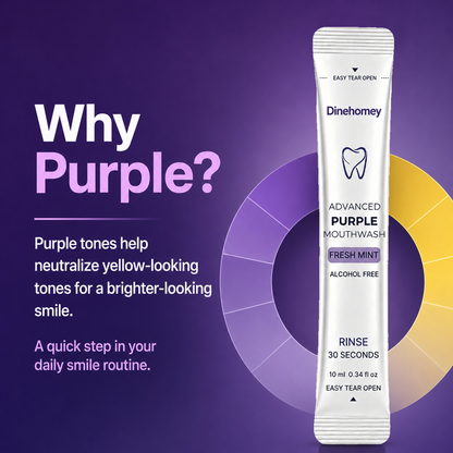 Dinehomey Purple Brightening Mouthwash | 30-Second Yellow Neutralizing & Fresh Breath