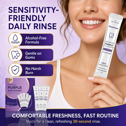 Dinehomey Purple Brightening Mouthwash | 30-Second Yellow Neutralizing & Fresh Breath