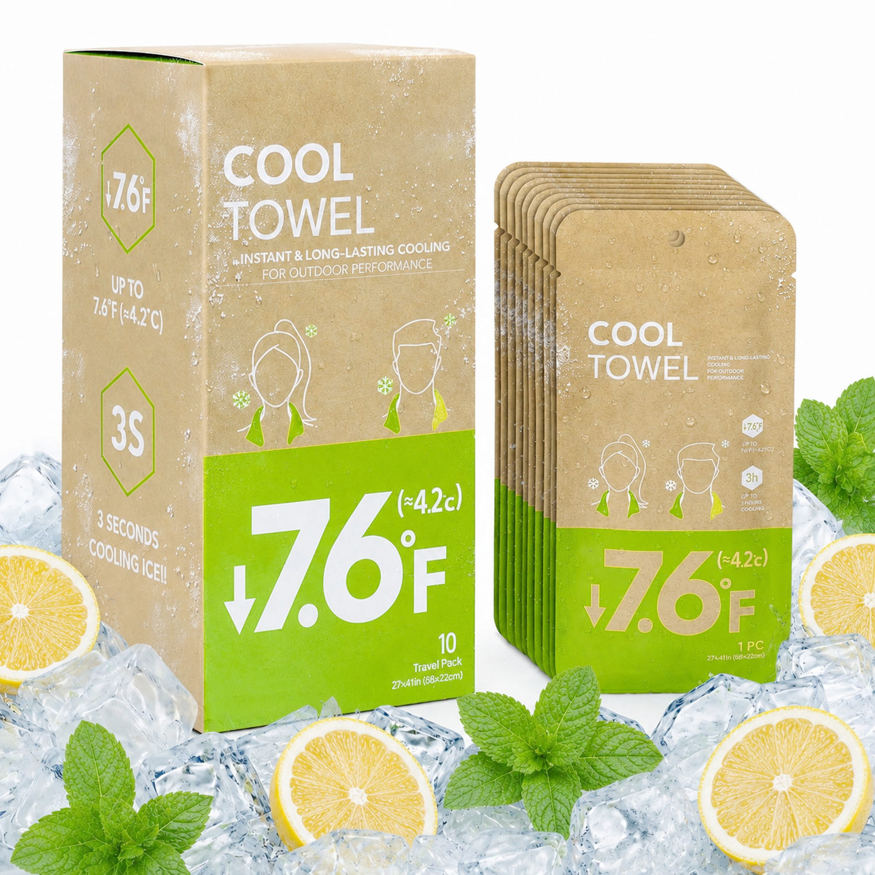 🧊 Portable Instant Cooling Towel – Wearable Neck & Wrist Cooling for Outdoor Work & Sports💦