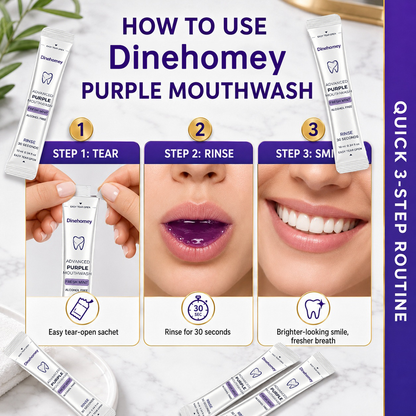 Dinehomey Purple Brightening Mouthwash | 30-Second Yellow Neutralizing & Fresh Breath